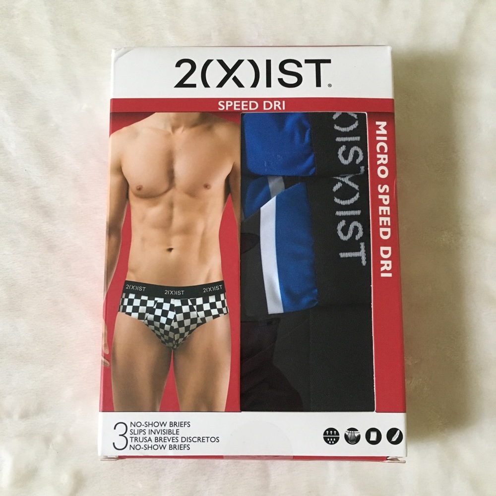 2(x)ist NWT 3 briefs XL stripes blue black white - Picture 2 of 8